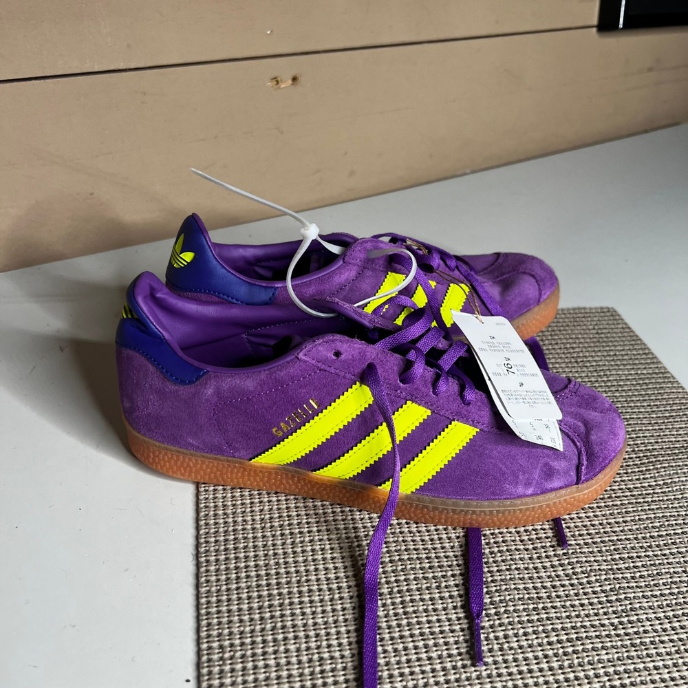 Adidas Gazelle Purple Yellow Gum Suede Sneakers IG0670 Mens 5.5 Womens 6.5
